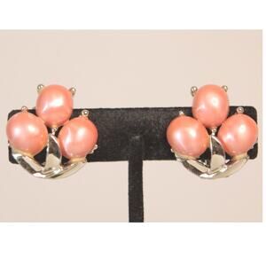 Vintage Pink Lucite Earrings Clip Ons